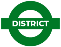 A green district logo on a white background.
