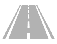 A road with a white line on it.